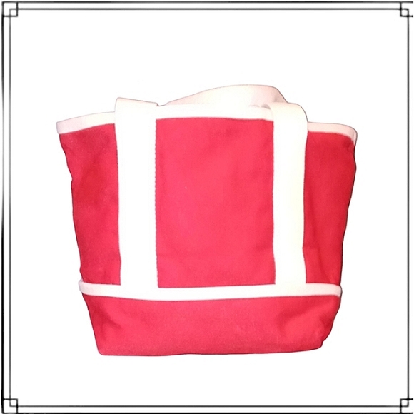 Red & Cream Mini Canvas Tote Bag 100% Cotton - Picture 5 of 8